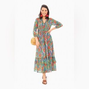 Banjanan Cottage Garden Poppy Multi Bazaar Maxi Dress - XS
